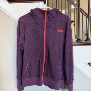 The North Face Purple Hoodie with Red Accents